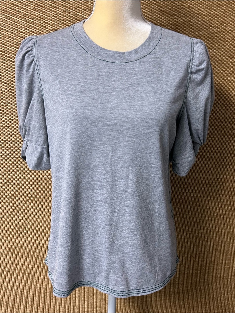 Current Air Top Womens Medium Gray Cotton Green Stitching